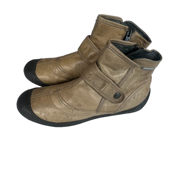Pataugas Boots Women's EU 41 US 10.5 Tan Black Zip Up Snap Strap Lightweight - Picture 2 of 10